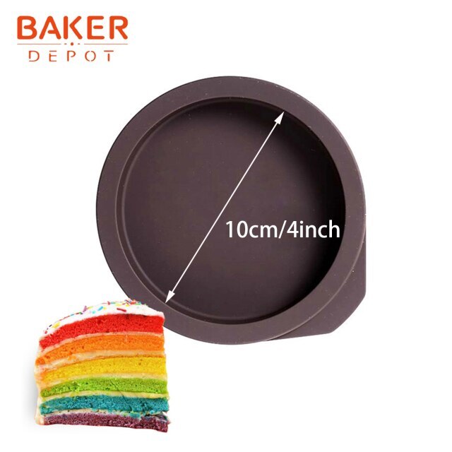 BAKER DEPOT Set of 4 Silicone Mould for Baking Nonstick Layer Cakes Bakeware  Round Cake Pans Chocolate Rainbow Cake for Birthday Wedding Party 4 6 8 10  Inch
