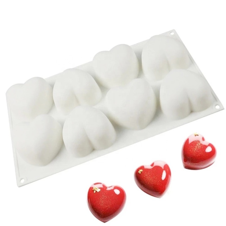 1pc 8 Cell Heart Shaped Silicone Cake Mold Chocolate Candy MoldGummy Jelly Making  Tool Cupcake Decoration Supplies Baking Tools