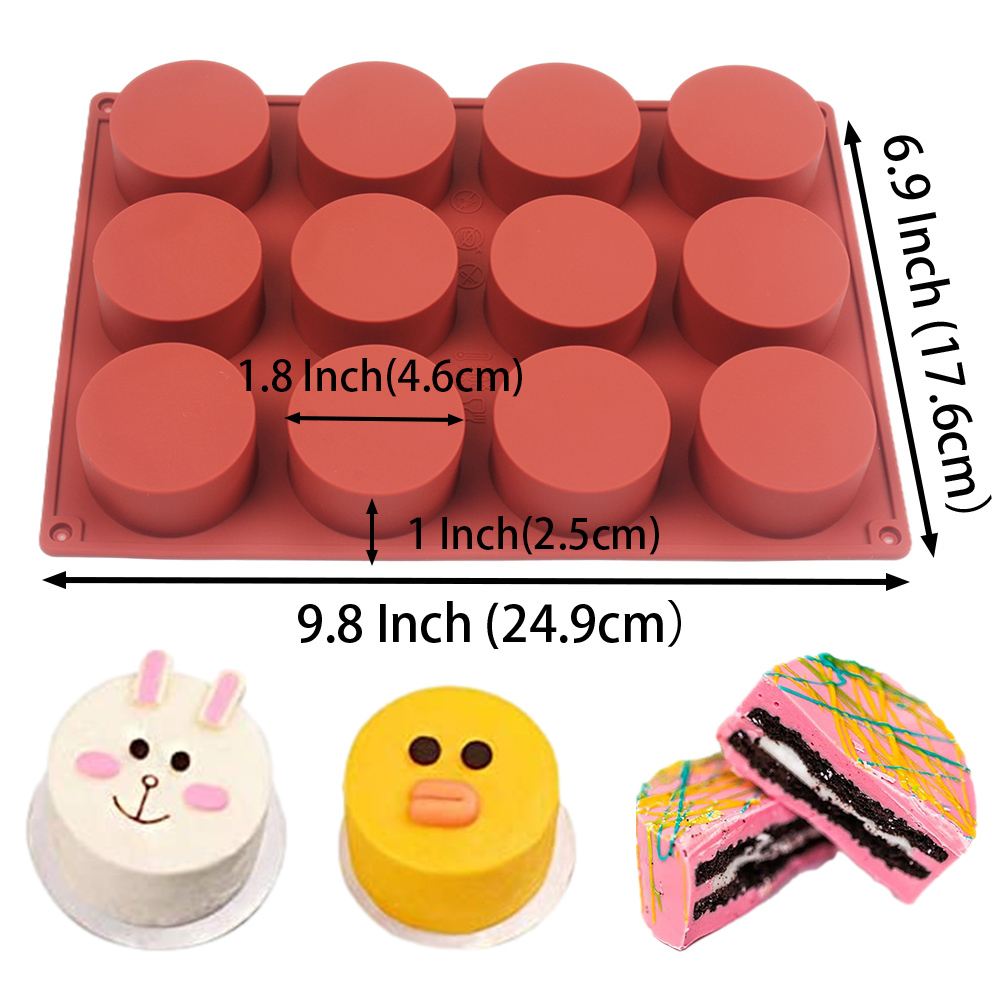  JOERSH 2 Inch Chocolate Cookie Mold 24 Cup Round Cylinder  Silicone Molds, Cake Puck Mold for Oreo Chocolate Covered Cookie, Muffin,  Pudding, Mousse, Mini Cake Baking : Home & Kitchen
