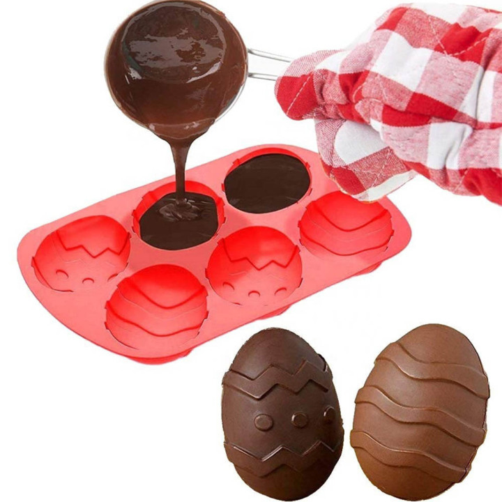 6 cavity Easter Egg Shape Silicone Mold Chocolate Candy Cake - Temu