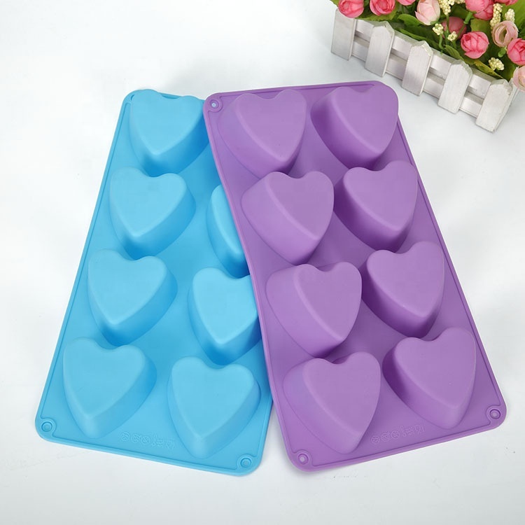 8 trous Coeur Forme Silicone Moules 3d Handmade Soap Molds Soap Making Fondan Jo 