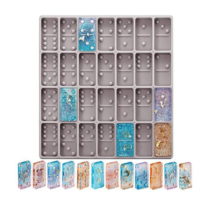 Domino Molds for Resin Casting, Candy Clay Mold Dominoes Silicone Mold for  Pendant Epoxy, Cake Jewelry