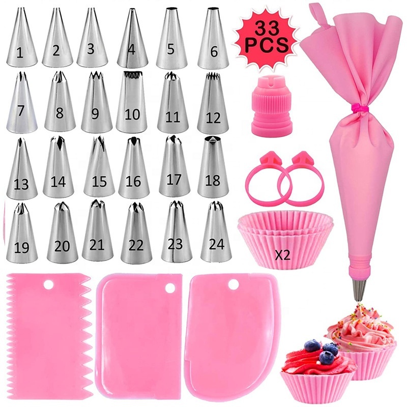 42pcs Pastry Cake Decorating Nozzles Kit for Icing Set Tips US Tool Bag Piping 