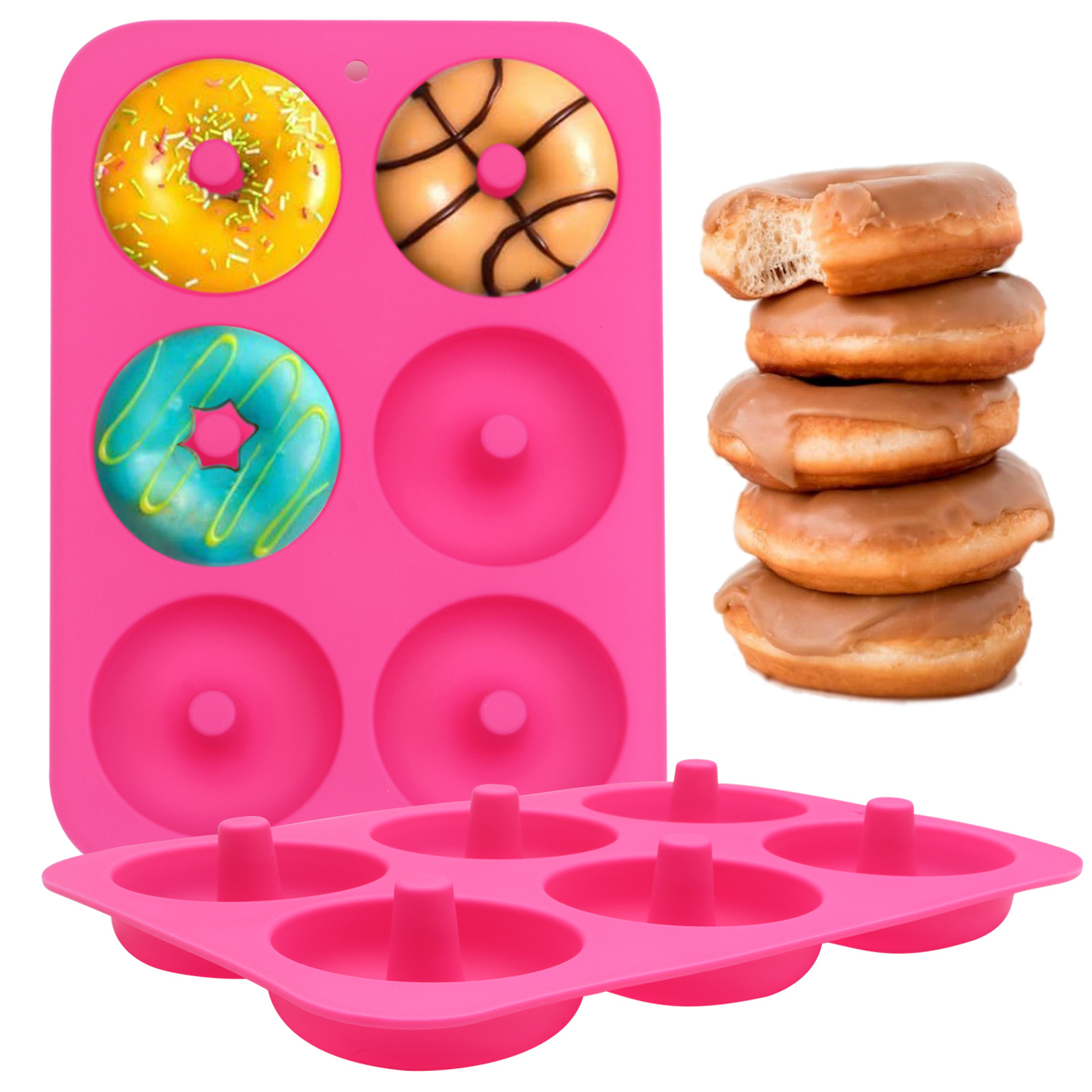 Silicone Donut Pan 2 Pcak Non-Stick Mold for 4 Full-Size Donuts Bagels and More，Mini Donut Pan for Baking 