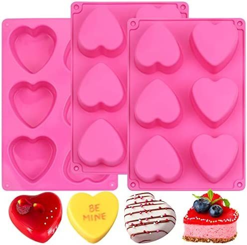 6-Cavity Heart Shaped Silicone Mold for Chocolate, Mousse, Hot