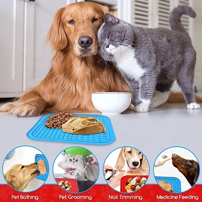 Silicone Dog Feeding Lick Mat Cat Feeder Licking Pad For Dogs Cats Licki mat  Dog Bath Buddy Slow Feeder Food Sucker Cat Lick Pad