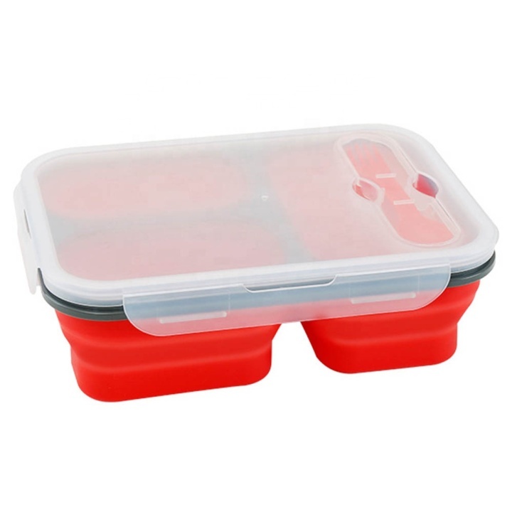 Collapsible Silicone Food Storage Container BENTO Box with lid for