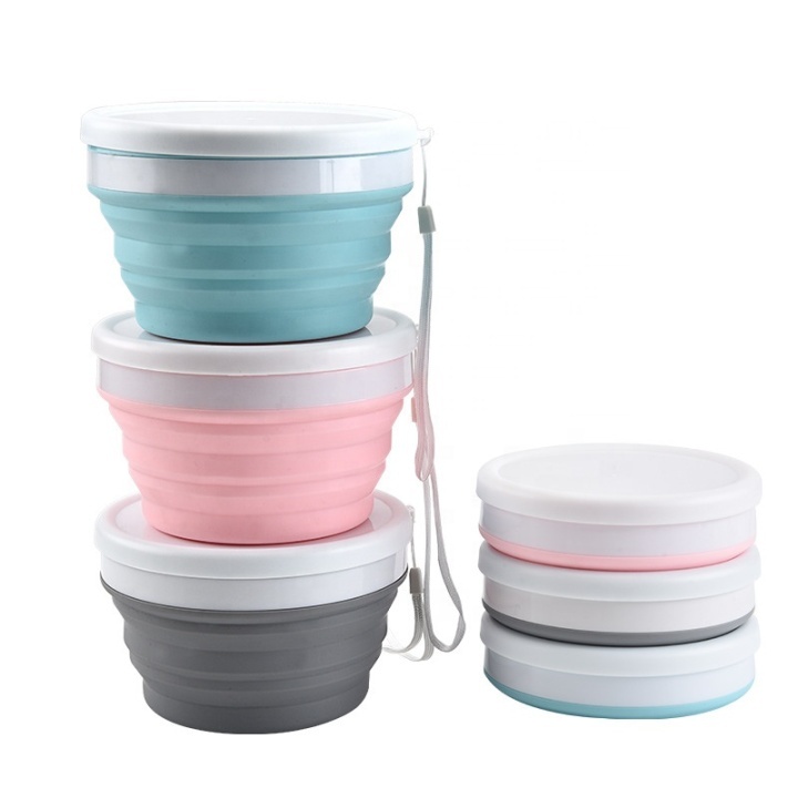 550/950ML Round Folding Silicone Lunch-Box Folding Cup Travel Food