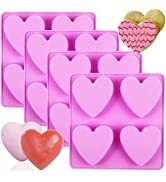 Silicone Soap Molds, METLUCK 4 PCS Heart Silicone Molds Heart Silicone DIY Soap Molds for Soap Ma...