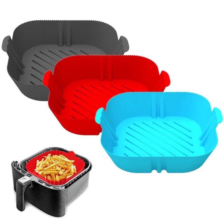  2-Pack Square Silicone Air Fryer Liners for 4-7QT, 8
