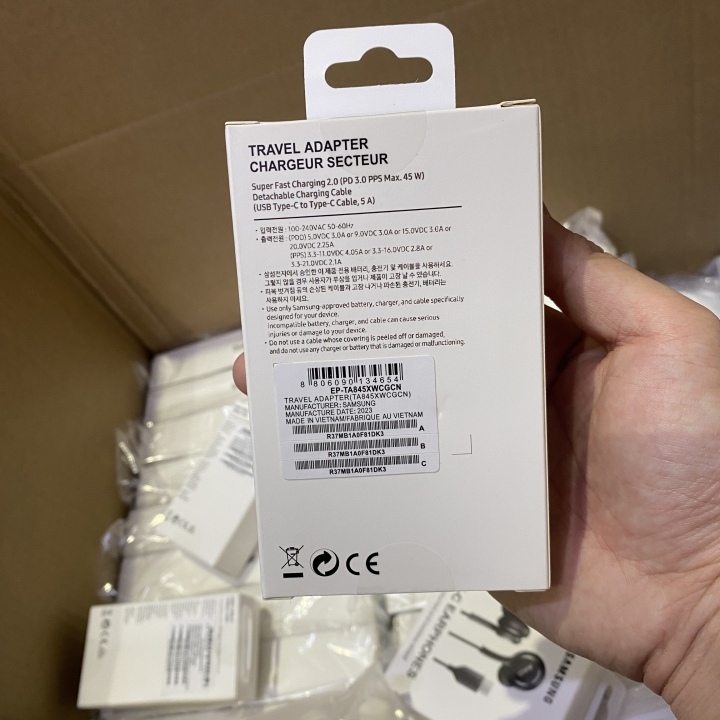Samsung 45W Power Adaptor Wall Charger With Original Packaging Box