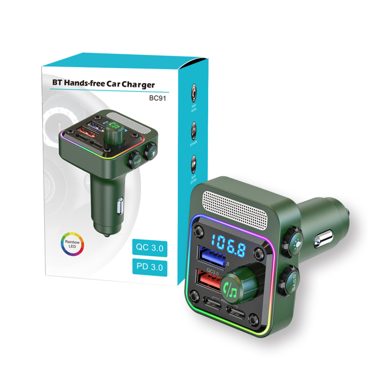 BC91 Hands-Free Car Charger Bluetooth Music Calling Fast Charge FM