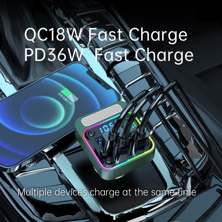 BC91 Hands-Free Car Charger Bluetooth Music Calling Fast Charge FM