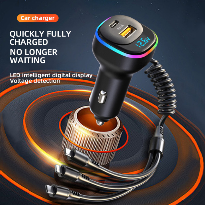 K2 USB Car Charger 36/65W Quick Charging 3 IN 1 Charging Cable