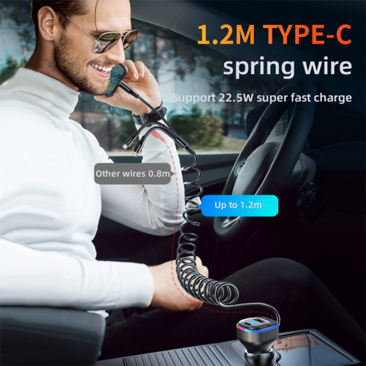 K2 USB Car Charger 36/65W Quick Charging 3 IN 1 Charging Cable