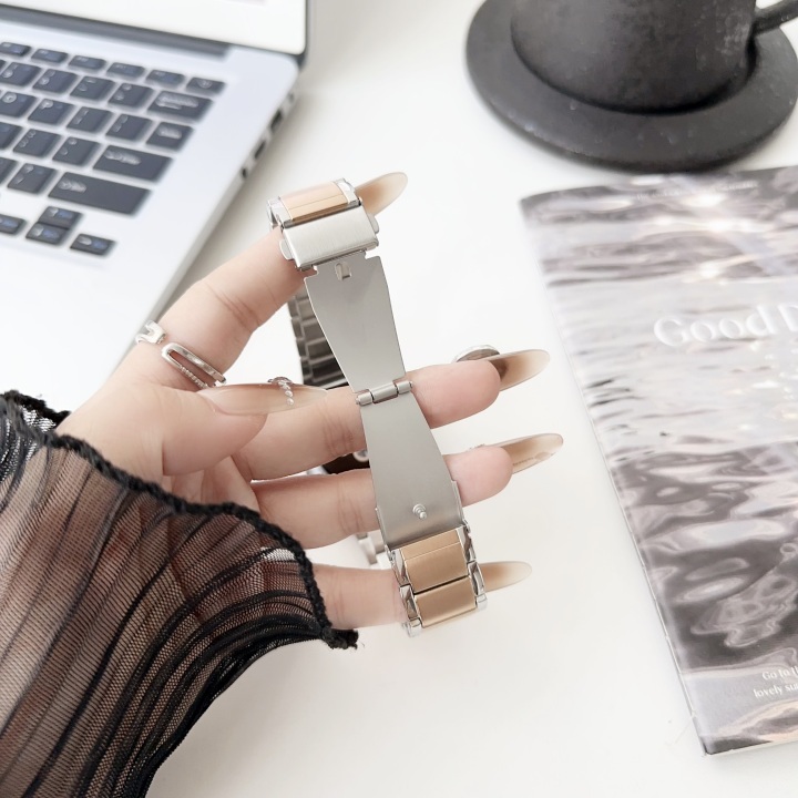Bright Edge Solid Three Belt Style Woman Stainless Steel Watch Band