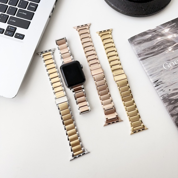 Bright Edge Solid Three Belt Style Woman Stainless Steel Watch Band