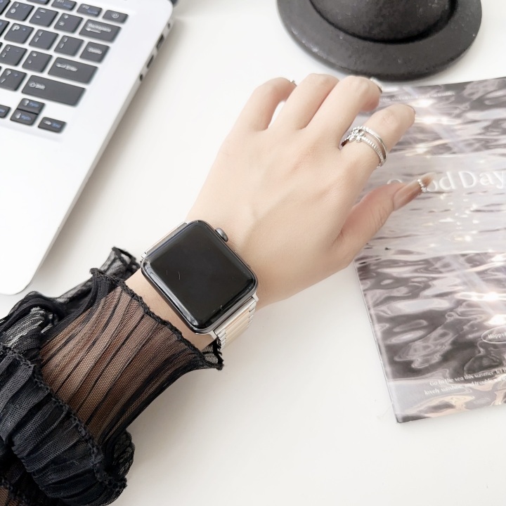 Bright Edge Solid Three Belt Style Woman Stainless Steel Watch Band