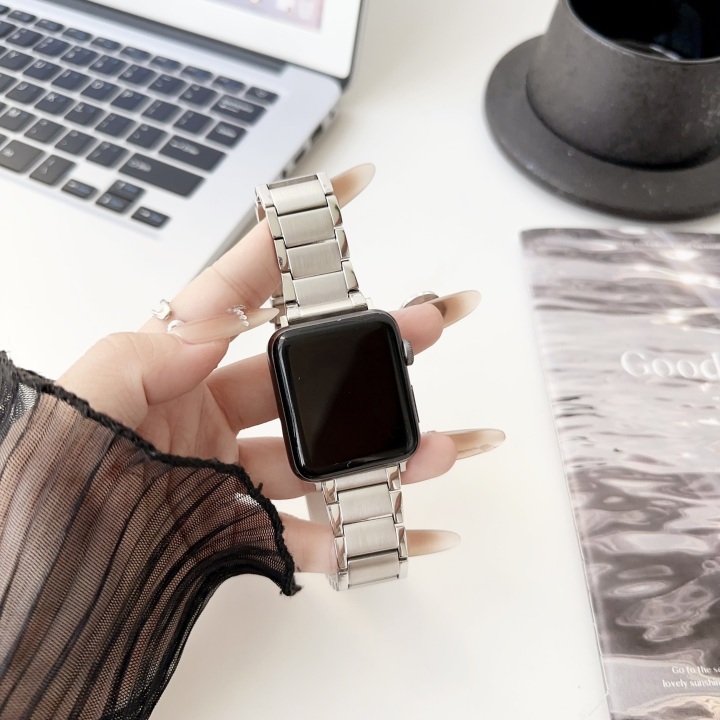 Bright Edge Solid Three Belt Style Woman Stainless Steel Watch Band