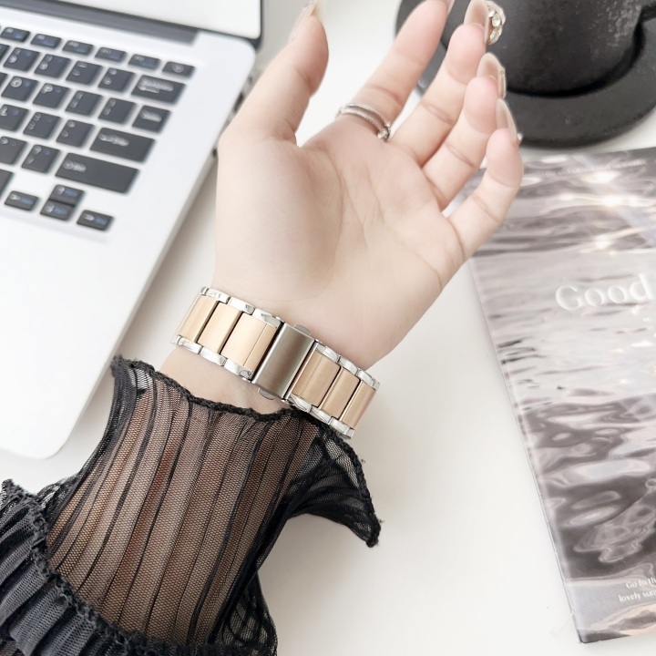 Bright Edge Solid Three Belt Style Woman Stainless Steel Watch Band