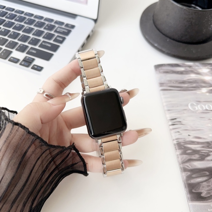 Bright Edge Solid Three Belt Style Woman Stainless Steel Watch Band