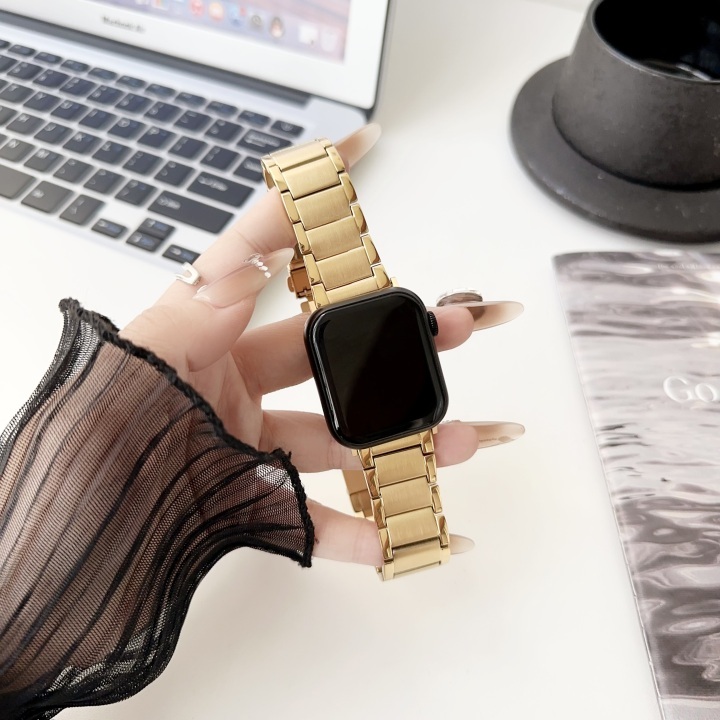 Bright Edge Solid Three Belt Style Woman Stainless Steel Watch Band