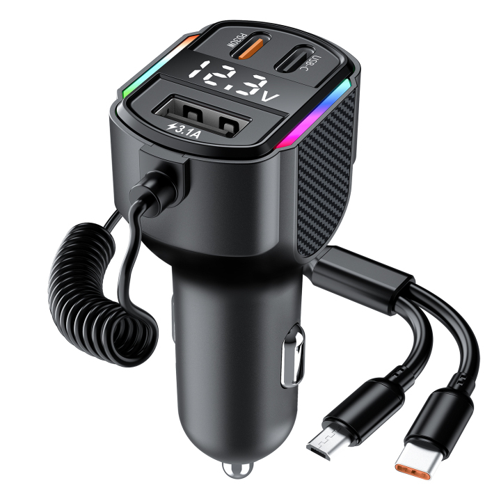K4 30W Car Charger Hands-Free MP3 Charging Cable