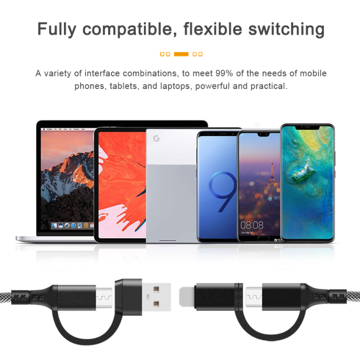 UCA121 iPhone Multiple Interfaces Fast Charging Cable 4 In 1 Braided With Box