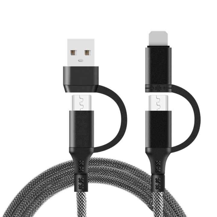 UCA121 iPhone Multiple Interfaces Fast Charging Cable 4 In 1 Braided With Box