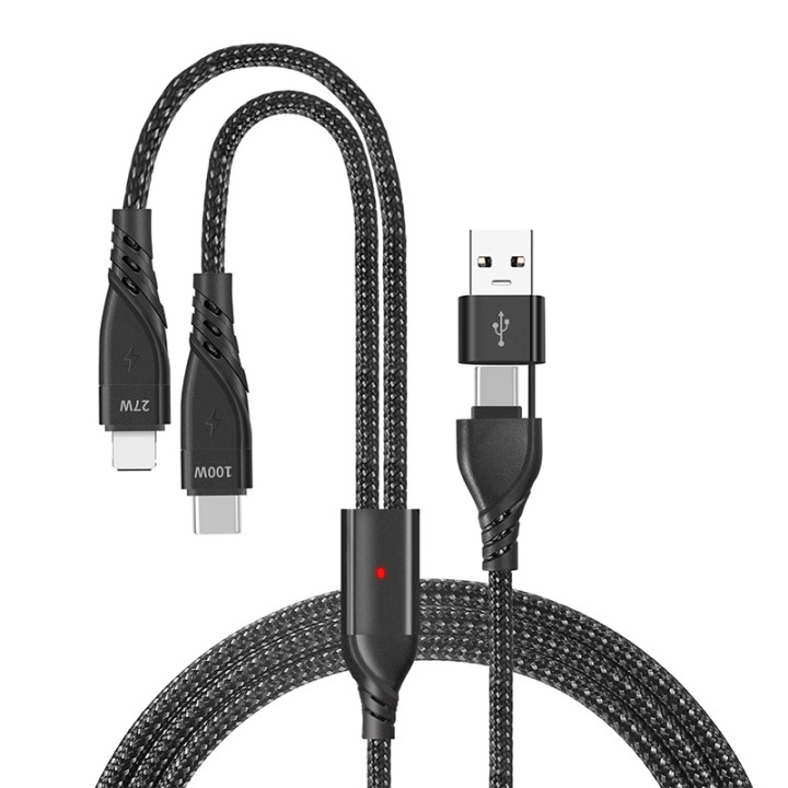 U122P41 iPhone Type C+Lightning+100W+27W Fast Charging Cable With Box