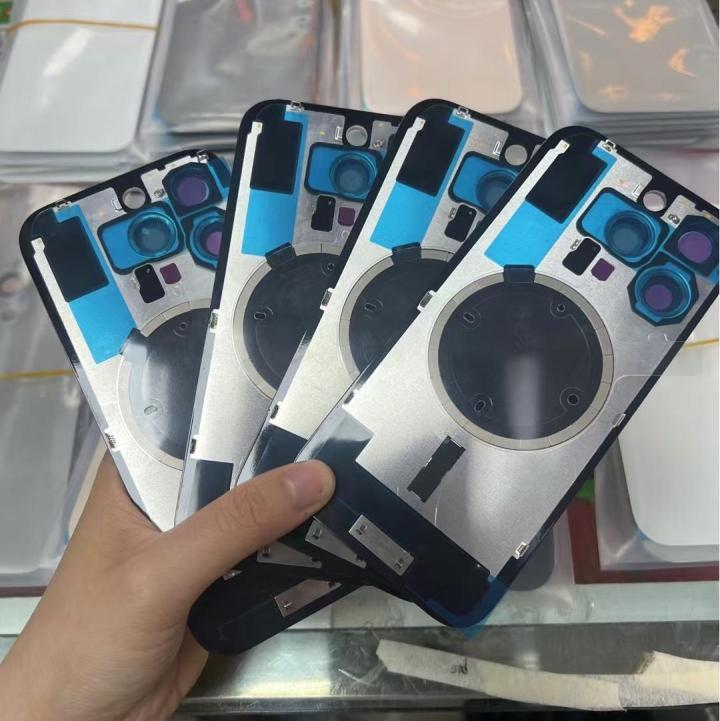 iPhone16 Back Glass Replacement With Metal Plate With Camera Lens With MagSafe Circle
