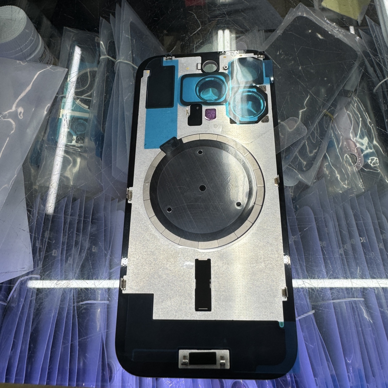 Phone Rear Glass iPhone Back Glass Replacement with Steel Plate,Camera Lens,MagSafe Circle