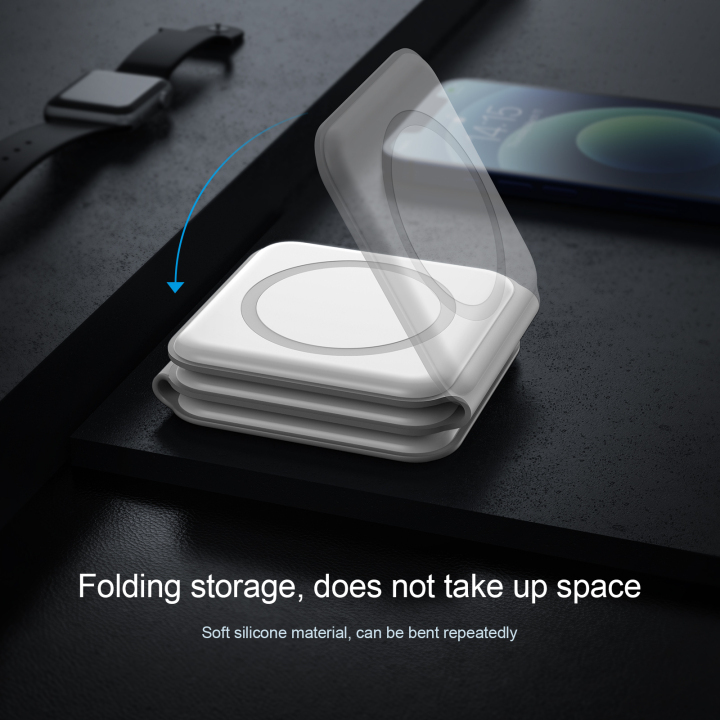 W07 15W Wireless Charger 3 In 1 Foldable MagSafe Watch+AirPods+iPhone