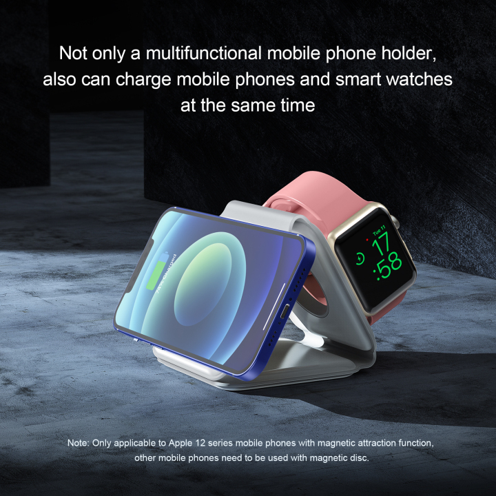 W07 15W Wireless Charger 3 In 1 Foldable MagSafe Watch+AirPods+iPhone