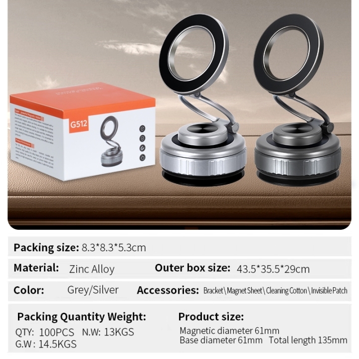 Car Bracket Vacuum Adsorption Magnetic Zinc Alloy Fodable 
