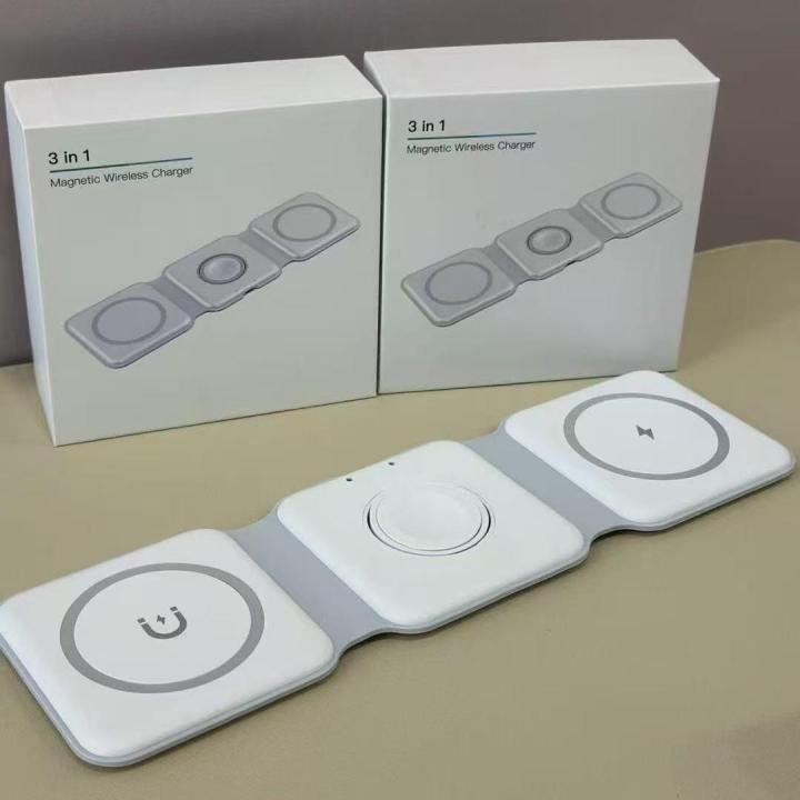 W07 15W Wireless Charger 3 In 1 Foldable MagSafe Watch+AirPods+iPhone