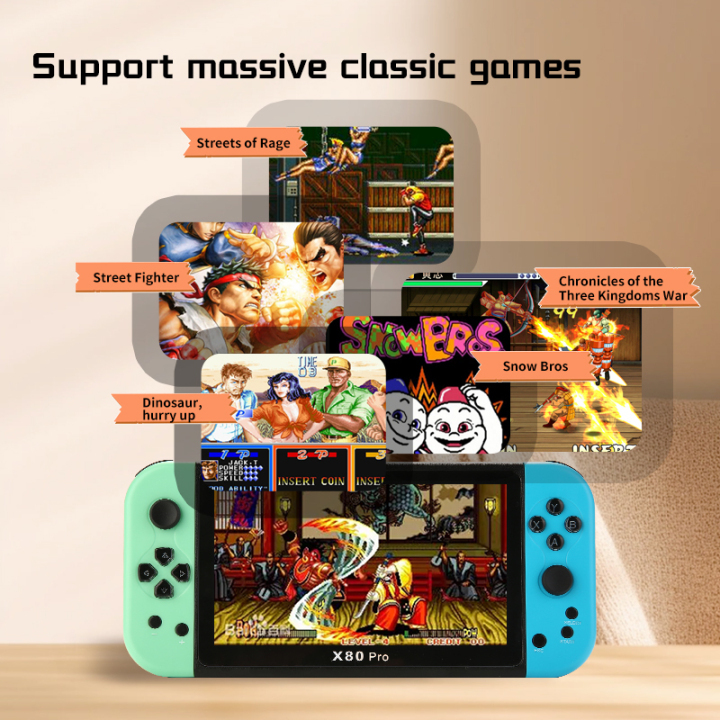 X8Pro Game Play Console Video Game HD Screen 7Inch 20000+ Games Support 2 Controllers