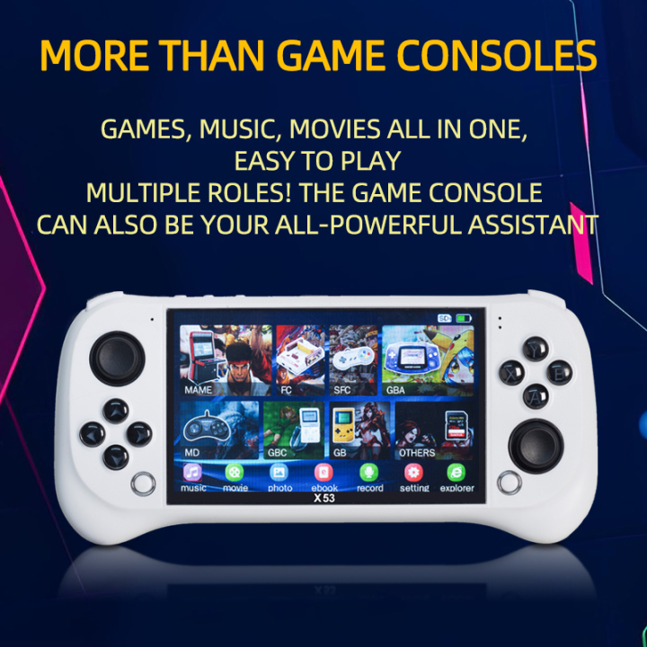 X53 Game Play Console Video Game HD Screen 5.1Inch 20000+ Games Support 2 Controllers