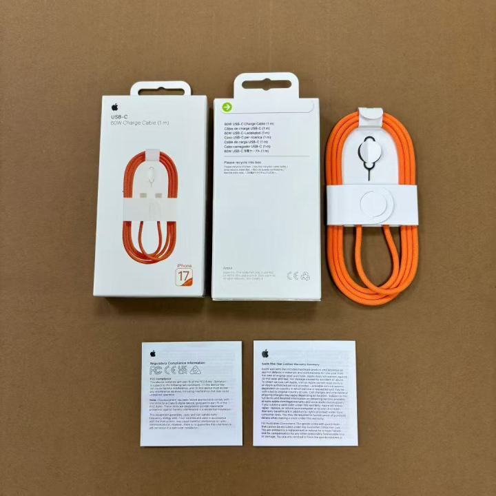iPhone17 60W USB-C Cable With Logo With Box Orange