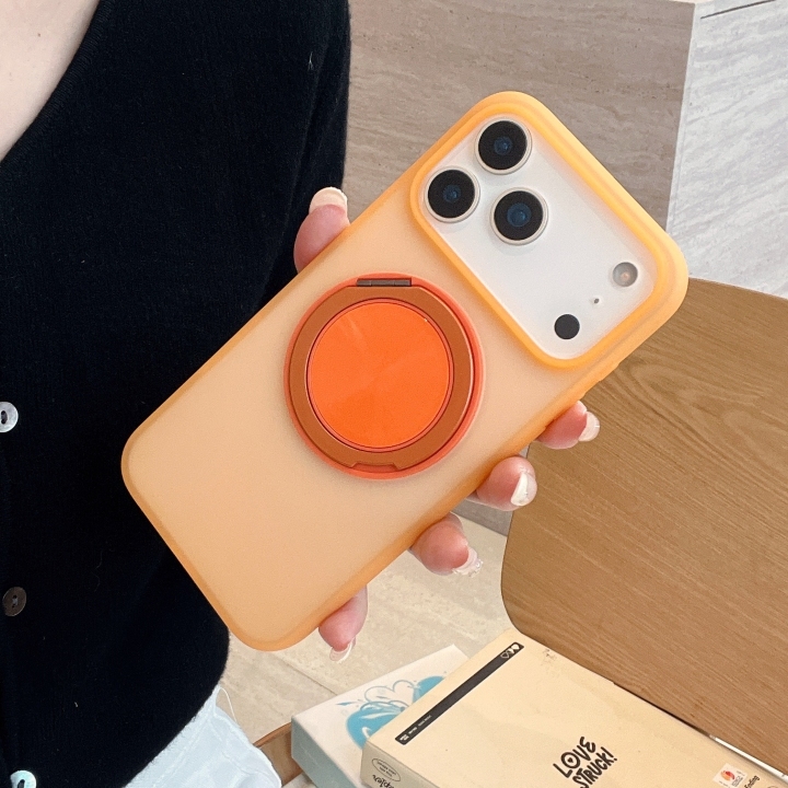360° Rotate Bracket Big Hole Matte Candy Color Drop Protective Phone Case