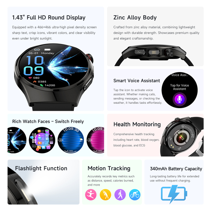 GE31 Health Smartwatch ECG Monitoring Body Composition Analysis BMI Body Fat Measurement