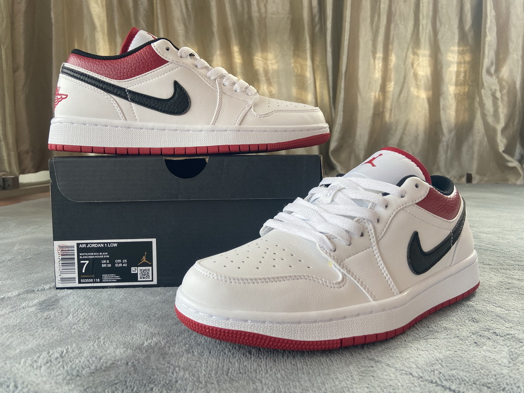 jordan 1 low white university red black