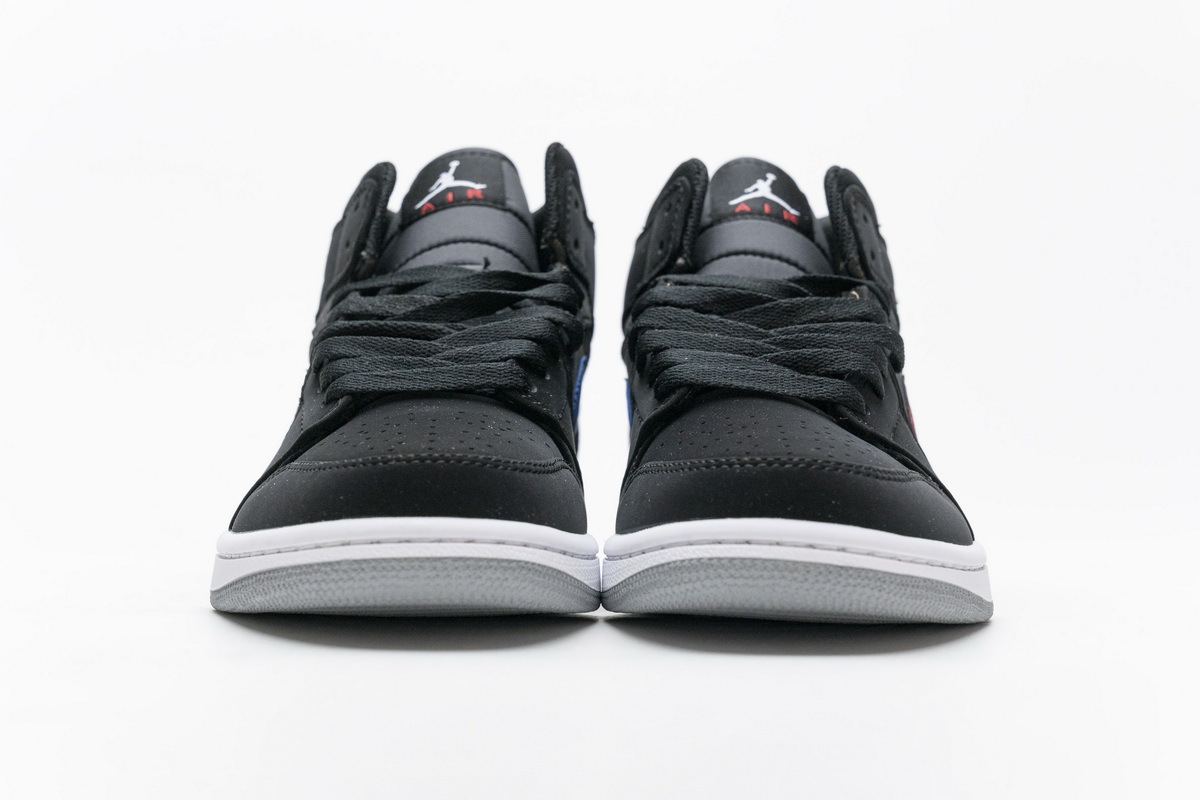 POP Jordan 1 Mid Multi-Color Swoosh Black (GS), 554725-065 