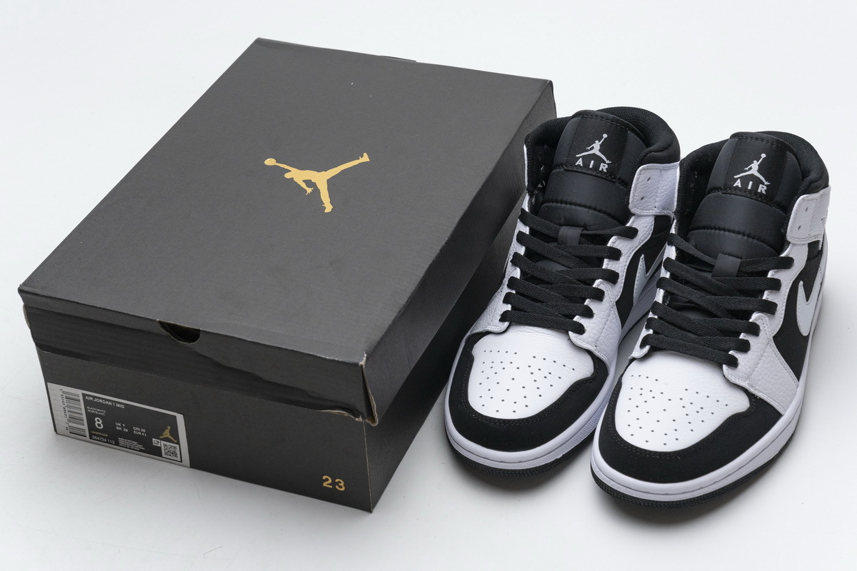 POP Jordan 1 Mid White Black,  554724-113 