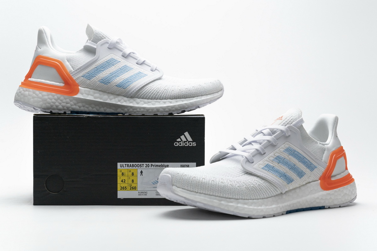 best fake POP Ultra Boost 20 White Sharp Blue True Orange, EG0768 ...