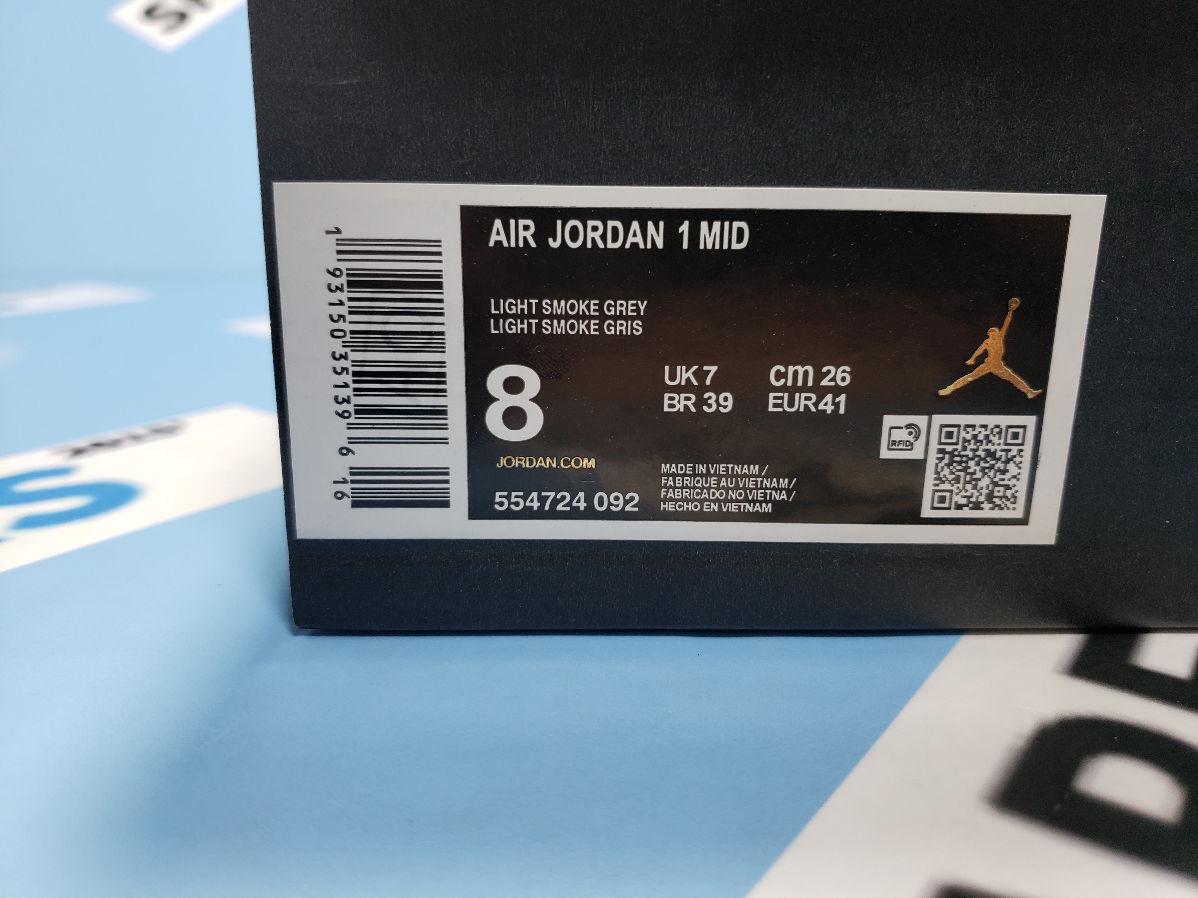 POP Jordan 1 Mid Light Smoke Grey，554724-092 