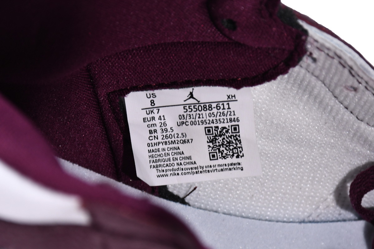 POP Jordan 1 Retro High Bordeaux, 555088-611 