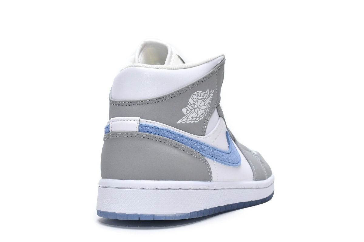 POP Jordan 1 Mid Wolf Grey Aluminum , BQ6472-105 