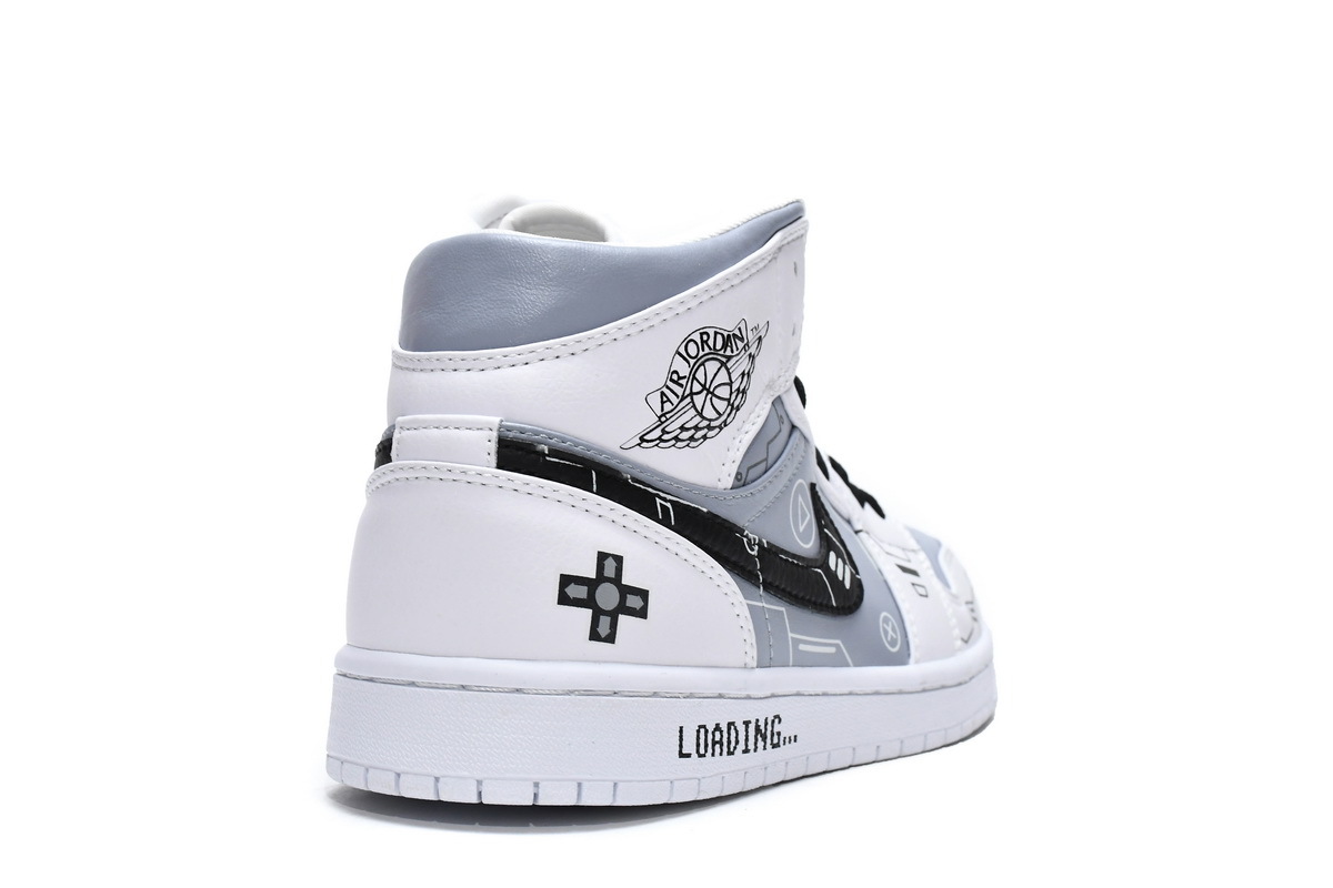 Boostmasterlin Jordan 1 Mid PS5 White Grey Black, 554724-130 
