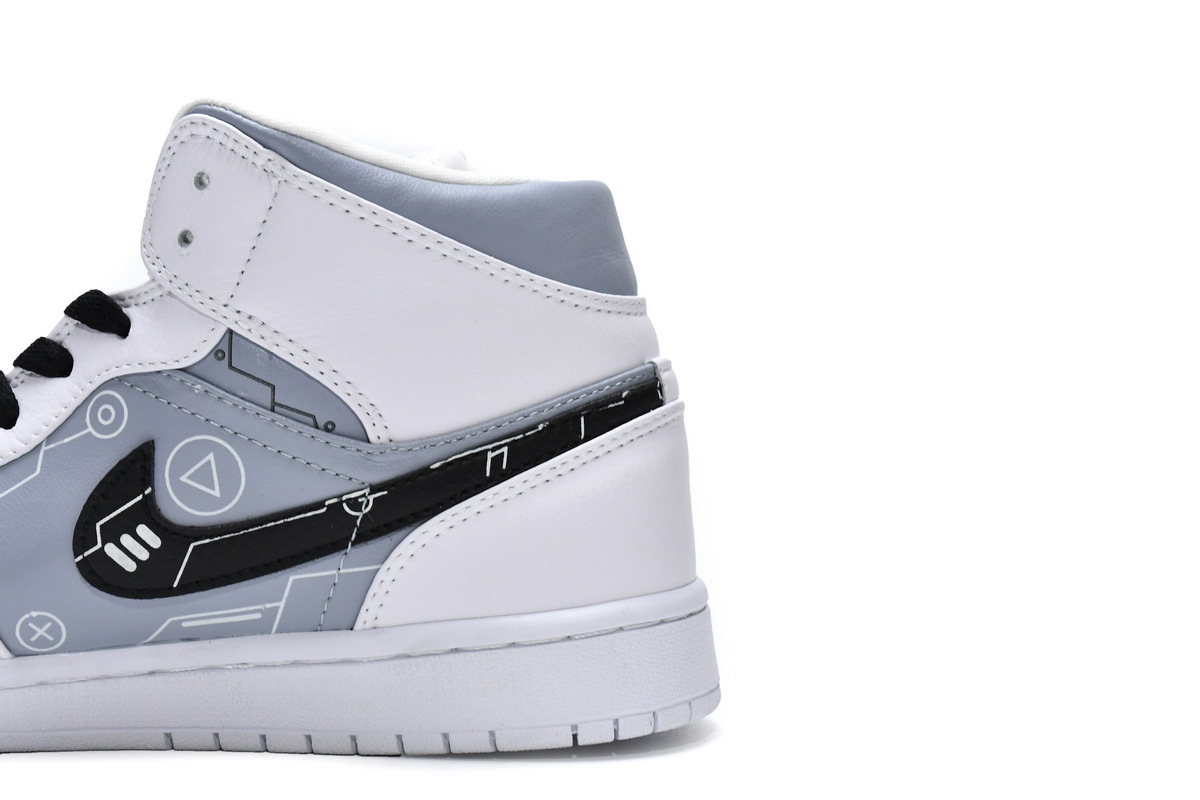 Boostmasterlin Jordan 1 Mid PS5 White Grey Black, 554724-130 